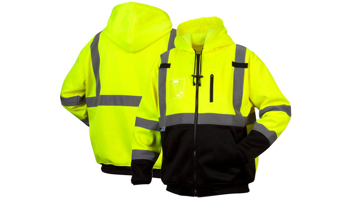 Lime Class 3 premium zipper sweatshirt in lime - large (RSZH3310L) Per 1