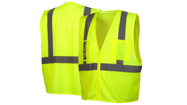 Lime Class 2 Economy Vest with Clear Pocket - Lime - Large (RVZ2110CPL) Per 5