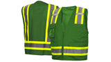 Green Survey Vest w/clear pocket-Green-5XL (RVZ2435CPX5) Per 5
