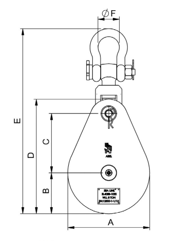 8 ton 8" sheave snatch block with swivel shackle (SL408B-8SS)