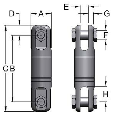 Miller High Pressure Stainless Steel Swivels Model EE-111HP Clevis to Clevis WLL 8.5 tons (EE-111HP)