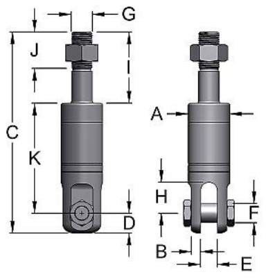 Miller Hydro Link Stainless Steel High Pressure Swivels, Model C-351HP Stud to Clevis WLL 3 tons