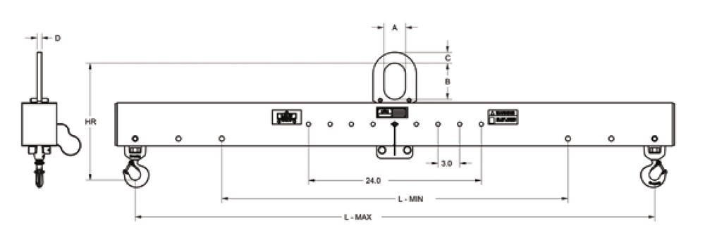 Adjustable Length Lifting Beam with Swivel Hook Bottoms – Maskell ...