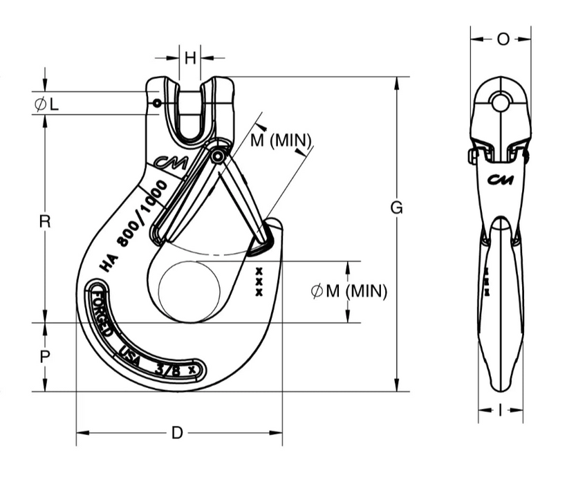 9/32" Clevis Sling Hook with Latch