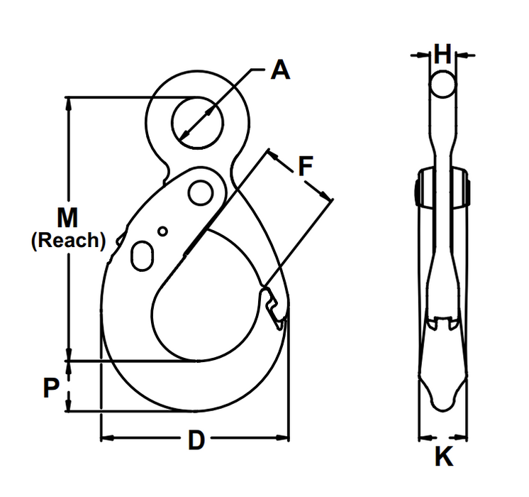 1/2" Eye Self Locking Hook Grade 100