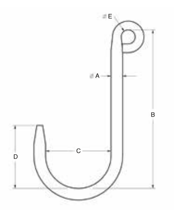 1/2" 500# LONG REACH FOUNDRY HOOK REACH 6" (14601)