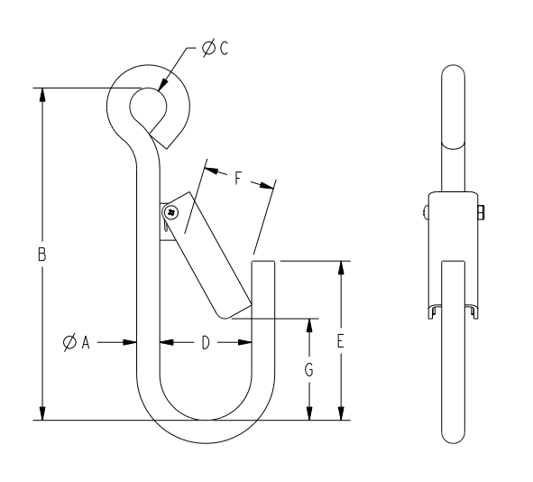 3/4" x 10" LATCHING J-HOOK STYLE A (16383)