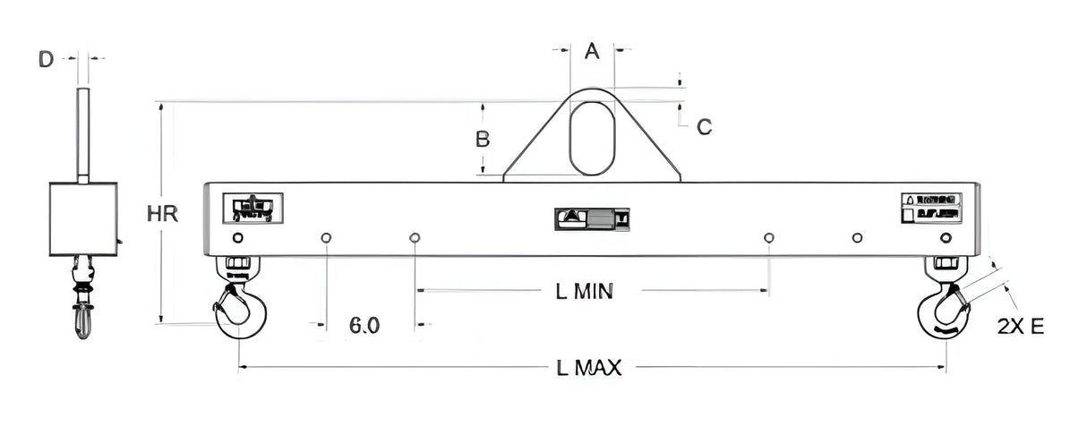 40,000 lbs 16' Standard Lift Beam W/Swivel Hooks (12300)