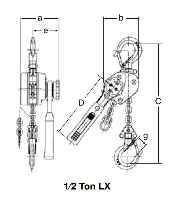 1/2 ton x 10' Harrington LX Lever Puller