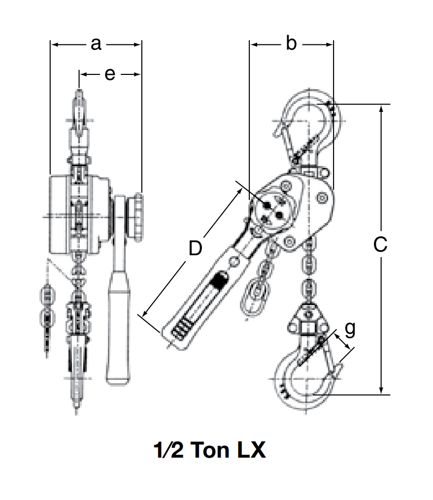 1/2 ton x 10' Harrington LX Lever Puller — Maskell Rigging & Equipment