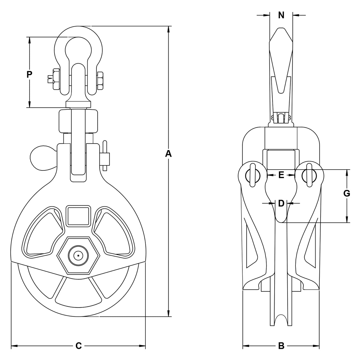 Skookum A Series 6.5T Cast Half Sided Block with REGULAR YOKE (A-6R)