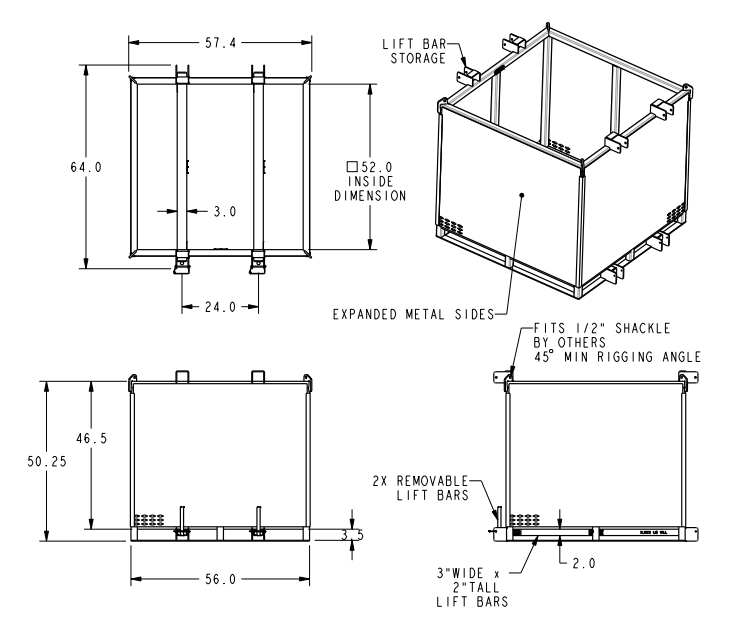 4,400 lbs Pallet Lifting Cage 52" Inside Usable (25504)