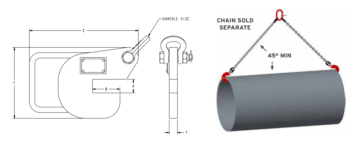 4,000 lbs Pipe Lifting Hooks Sold In Pairs / Rated As Pair (11903)