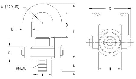 7/8" - 9 Stainless Steel Hoist Rings 4,000 lbs WLL (58652)