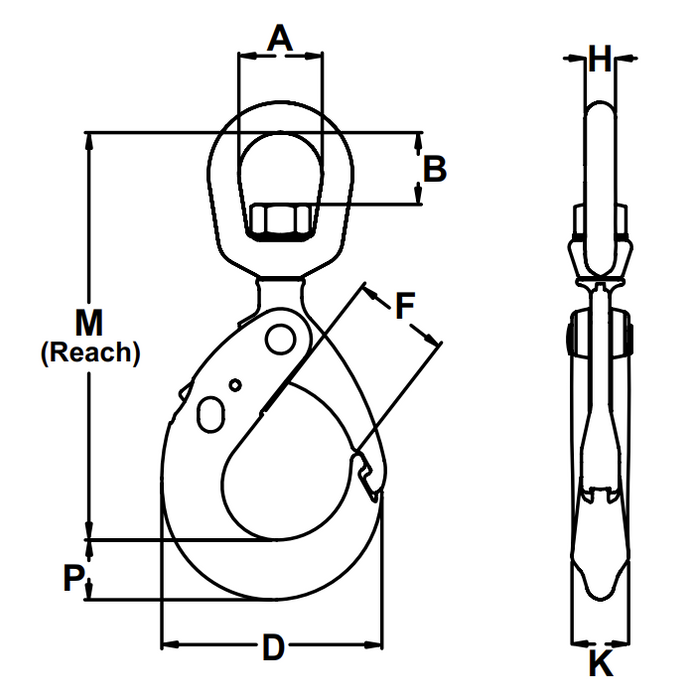 3/8" Swivel Self Locking Hook Bushing Grade 100