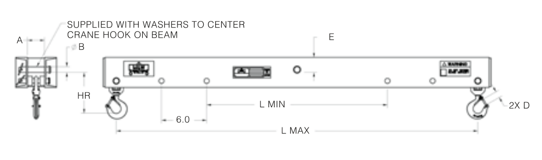 1,000# 10' ULTRA LOW HEADROOM LIFT BEAM WITH HOOKS (16487)