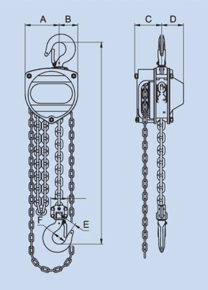 0.5 Ton x 15' Hand Chain Hoist Black Bear (YB)