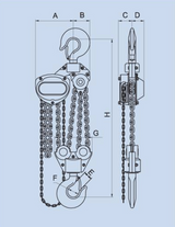 10 Ton x 15' Hand Chain Hoist Black Bear (YB)