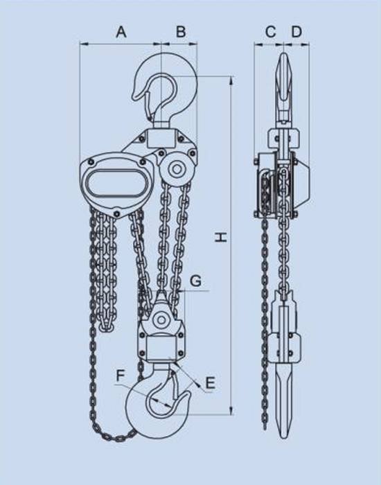 5 Ton x 10' Hand Chain Hoist Black Bear (YB)