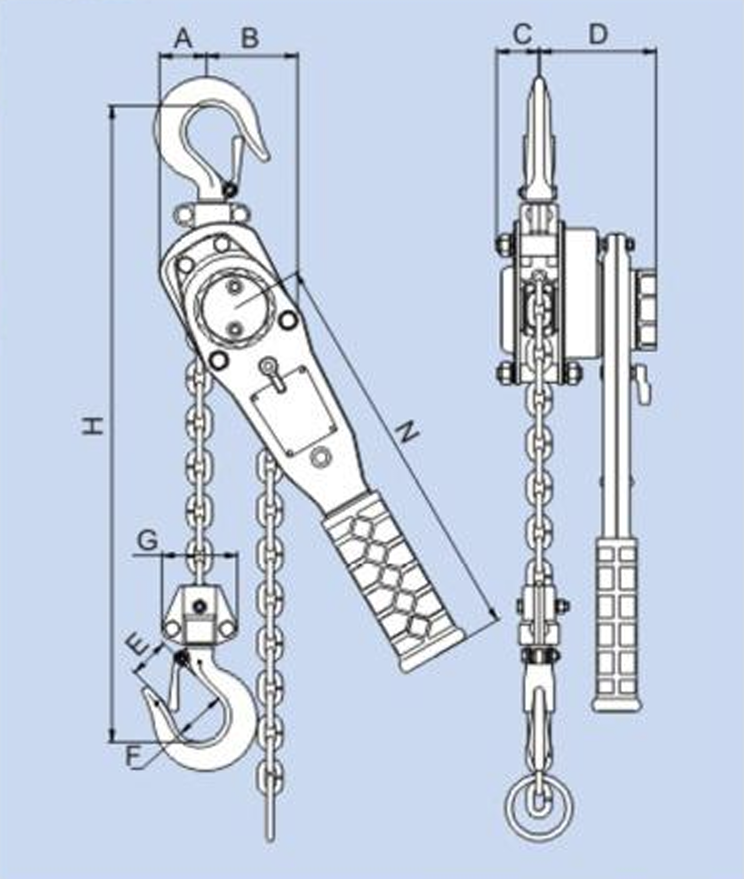 0.5 Ton x 20' Lever Hoist Black Bear (YL)