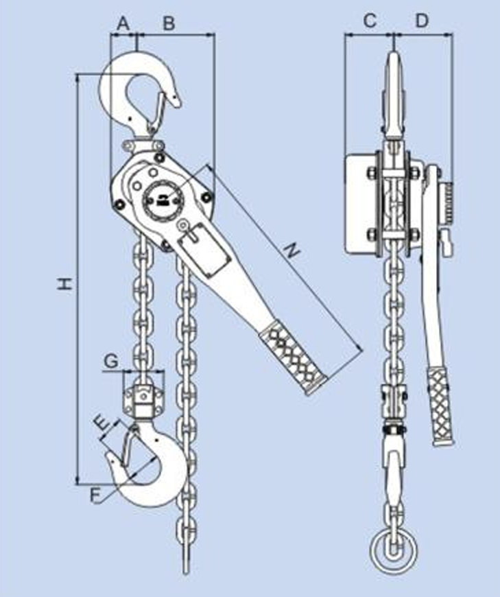 0.75 Ton x 20' Lever Hoist Black Bear (YL)