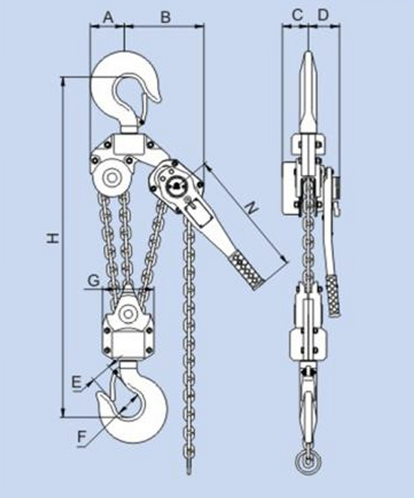 9 Ton x 20' Lever Hoist Black Bear (YL)