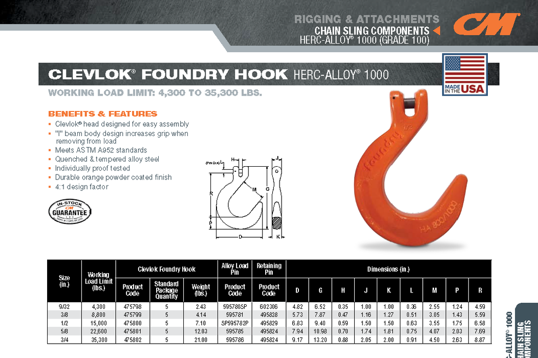 Clevis Foundry Hook Grade 100 - Domestic