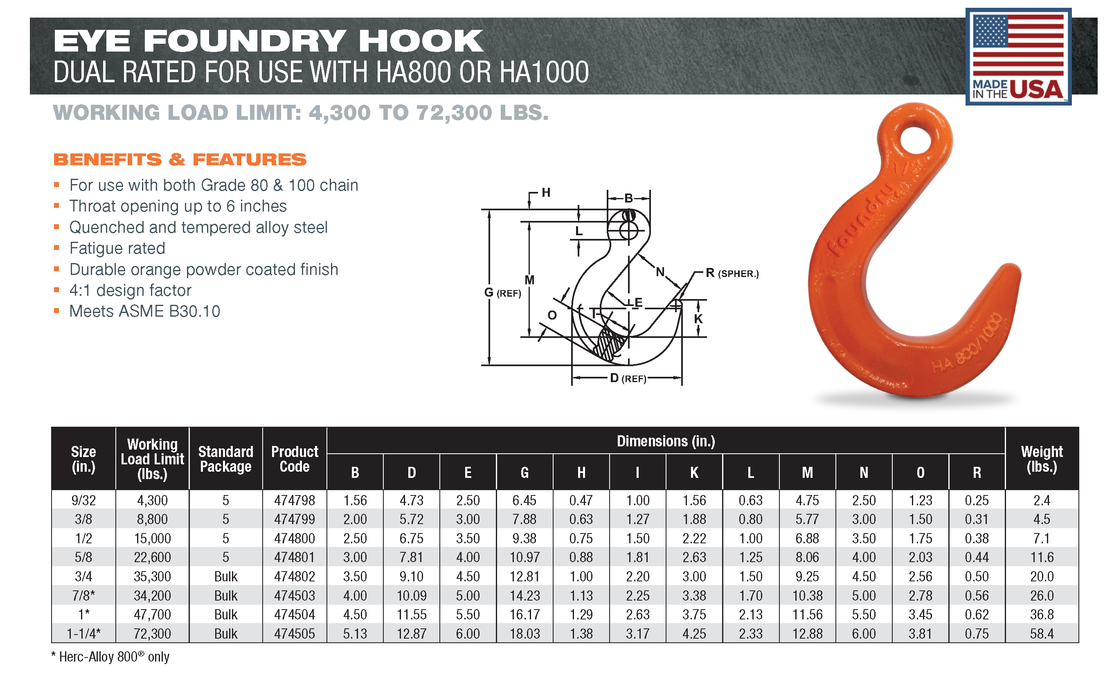 Eye Foundry Hook Grade 100 - Domestic
