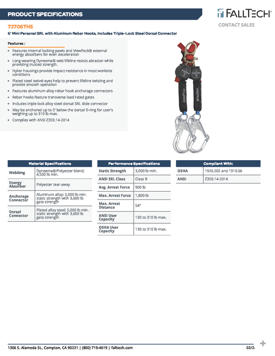 6' Web Mini SRD Twin-leg Steel SRD Connector+Alum Rebar Hooks (PN 72706TH5)