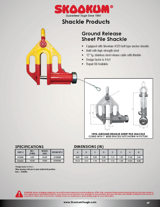 Ground Release Sheet Pile Shackle