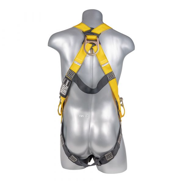 HARNESS 3PT., PASS-THRU LEGS, BACK/SIDE D-RINGS, YELLOW COLOR