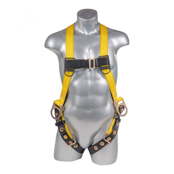 HARNESS 3PT., GROMMET LEGS AND BACK/SIDE D-RINGS, YELLOW COLOR