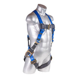 HARNESS 5PT., BACK AND SIDE D-RINGS, PASS-THRU LEGS, BLUE COLOR UNIVERSAL