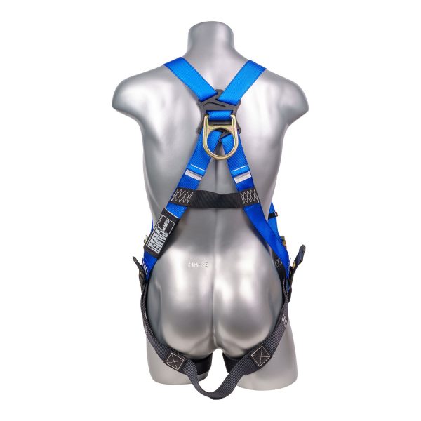 HARNESS 5PT., TONGUE AND BUCKLE LEG STRAPS, BACK D-RING., BLUE COLOR