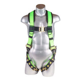 HARNESS 5PT. BACK PADDED, DORSAL D-RING, QCB CHEST, GROMMET LEGS, HIGH VIS GREEN COLOR (H222100181)