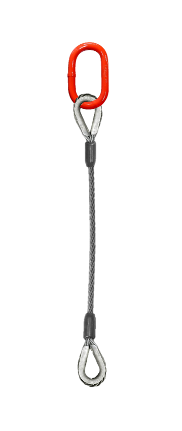 Single leg wire rope bridle with oblong master link on top and thimble —  Maskell Rigging & Equipment Inc.