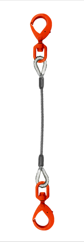 Single leg wire rope sling with swivel self locking hooks on each end ...
